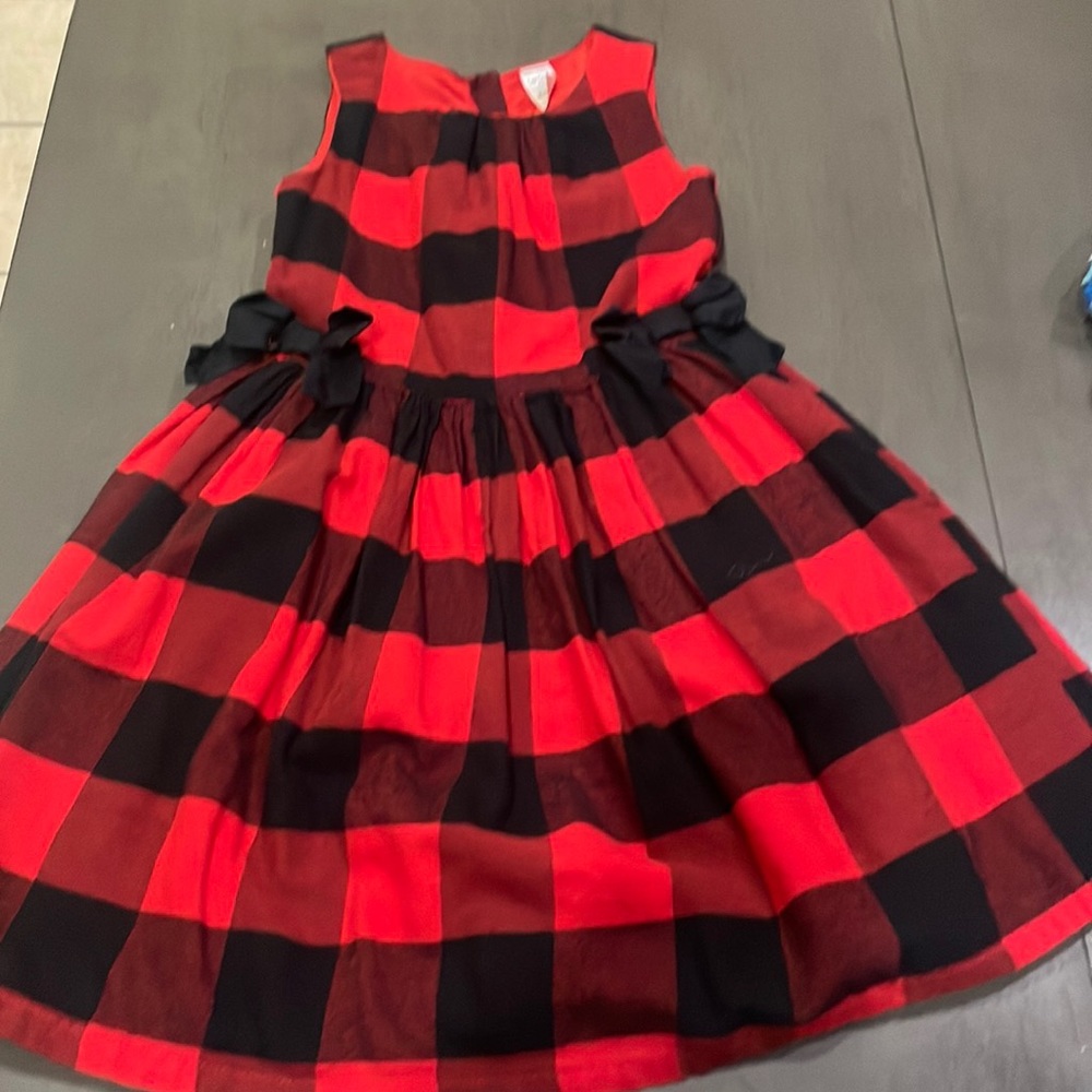 Carter's Girls Red Buffalo Plaid Holiday Dress.
